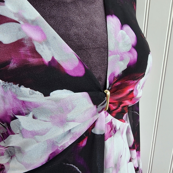 Guess by Marciano Womens Purple Black Hi Low Multi Fushion Sheer Long Sl Dress 4 - Picture 10 of 16